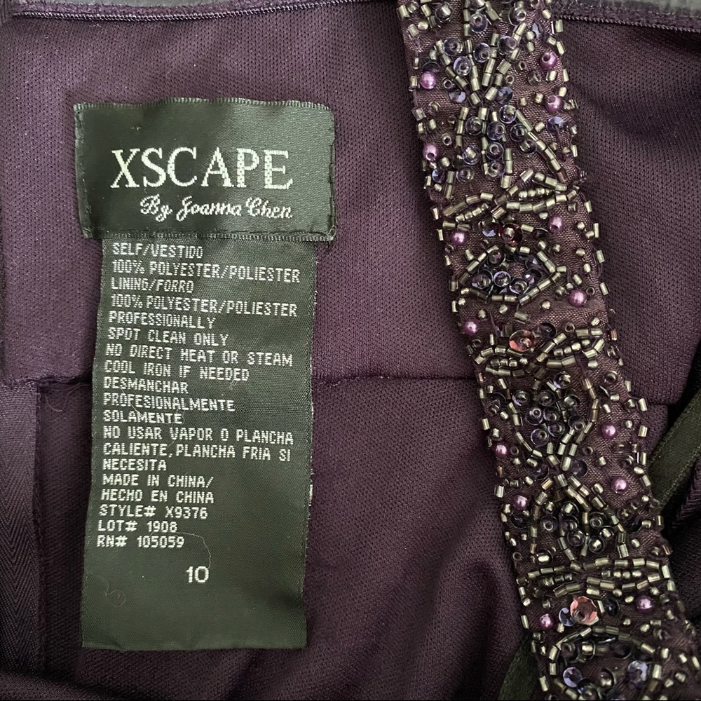 Xscape by Joanna Cher Chiffon A-line Embellished One Shoulder Dress 10 Purple - Picture 3 of 3